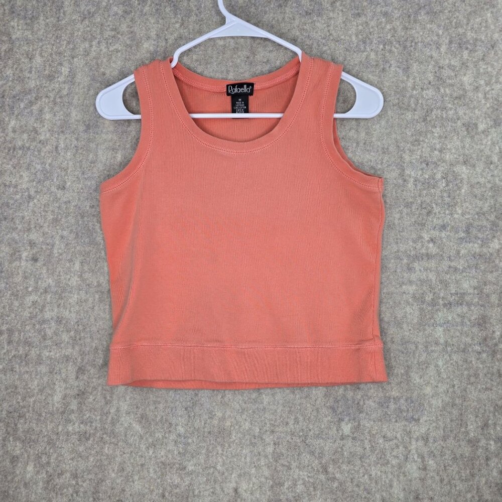 Rafaella Womens Tank Top Coral Orange Size M 100% Cotton Sleeveless Casual